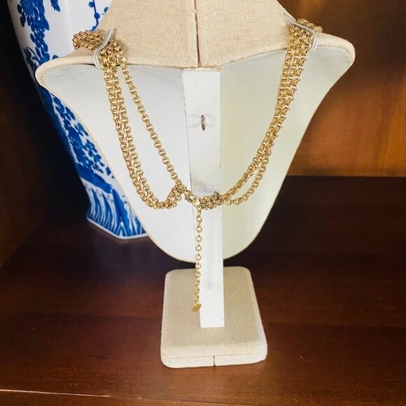 💜 Stella & Dot Rio Triple Strand Gold Coin Necklace - Picture 3 of 8